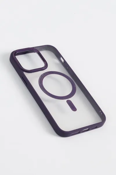 Mor İPhone 14 Pro Max Uyumlu Krom Magsafe Serisi Soft Tpu Slikon Telefon Kılıfı 349206