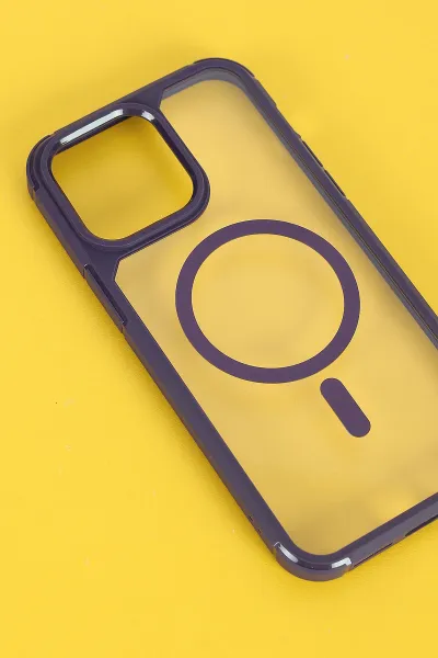 Mor İphone 14 Pro Max Uyumlu Sky Magsafe Serisi Sert Silikon Telefon Kılıfı 404144