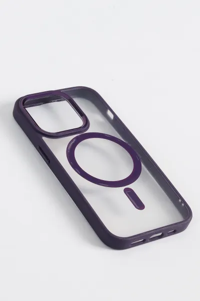 Mor İPhone 14 Pro Uyumlu Krom Magsafe Serisi Soft Tpu Slikon Telefon Kılıfı 349198