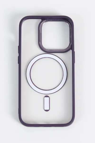 Mor İPhone 14 Pro Uyumlu Krom Magsafe Serisi Soft Tpu Slikon Telefon Kılıfı 349198