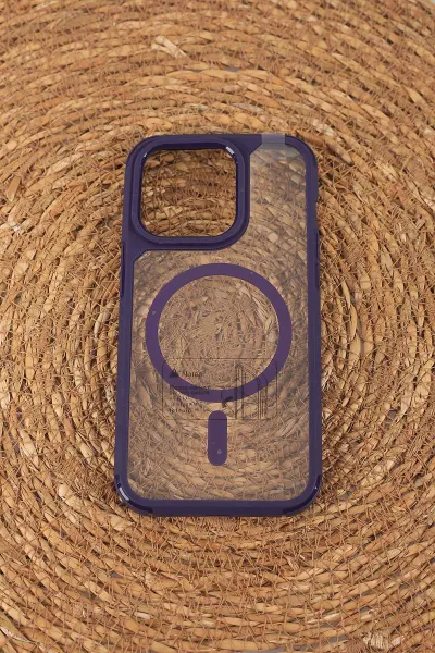 Mor İphone 14 Pro Uyumlu Sky Magsafe Serisi Sert Silikon Telefon Kılıfı 418650