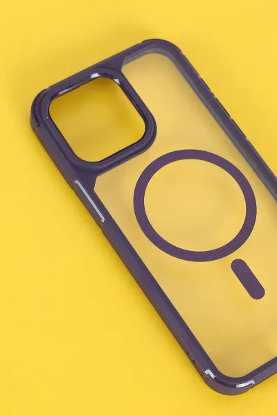 Mor İphone 15 Pro Max Uyumlu Sky Magsafe Serisi Sert Silikon Telefon Kılıfı 404156