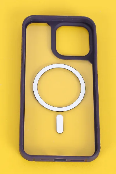 Mor İphone 15 Pro Max Uyumlu Sky Magsafe Serisi Sert Silikon Telefon Kılıfı 404156