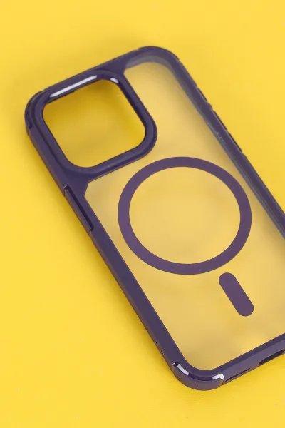 Mor İphone 15 Pro Uyumlu Sky Magsafe Serisi Sert Silikon Telefon Kılıfı 404152
