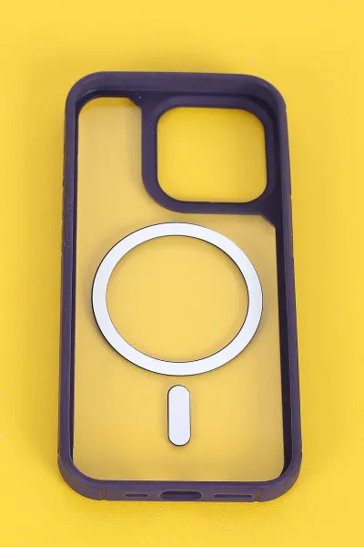 Mor İphone 15 Pro Uyumlu Sky Magsafe Serisi Sert Silikon Telefon Kılıfı 404152