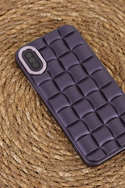 Mor İPhone XS Uyumlu Air Serisi Kamera Korumalı 3D Tasarımlı Sert Silikon Telefon Kılıfı 404048