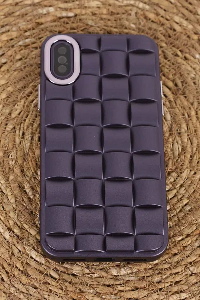 Mor İPhone XS Uyumlu Air Serisi Kamera Korumalı 3D Tasarımlı Sert Silikon Telefon Kılıfı 404048