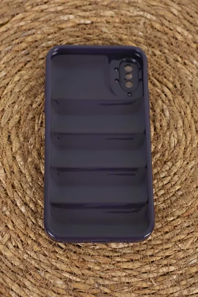 Mor iPhone XS Uyumlu Puffy Serisi Kamera Korumalı Silikon Telefon Kılıfı 403998