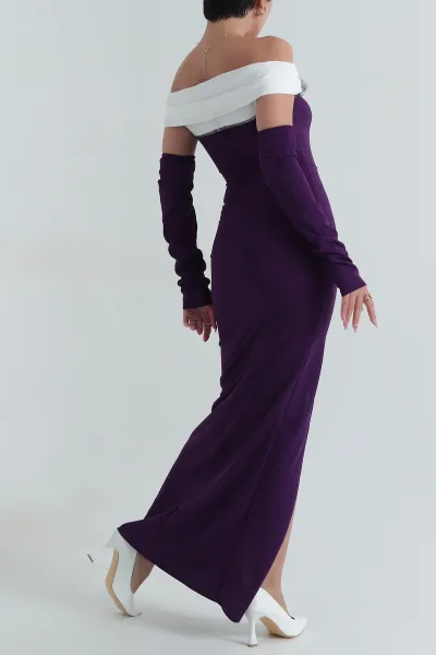 Mor İthal Crep Kadın Abiye 404161