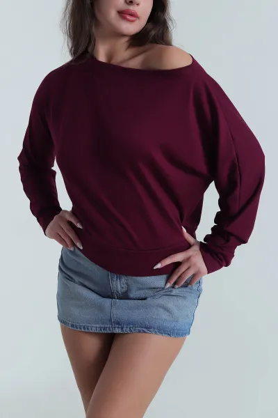 Mor Kayık Yaka Modal Kadın Bluz 484698