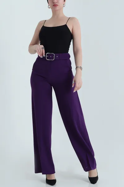 Mor Kemerli Palazzo Kadın Pantolon 445480