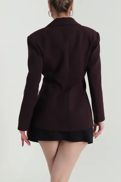 Mor Kruvaze Yaka Blazer Kadın Poliviskon Ceket 425255