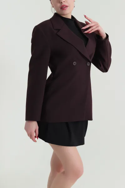 Mor Kruvaze Yaka Blazer Kadın Poliviskon Ceket 425255