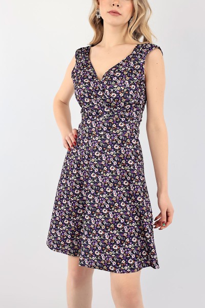 Mor Kruvaze Yaka Crep Abiye 95070
