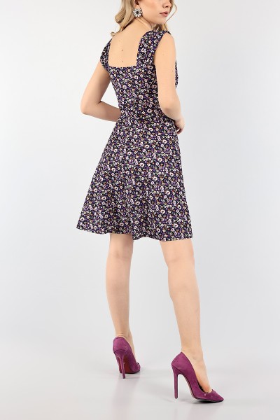 Mor Kruvaze Yaka Crep Abiye 95070