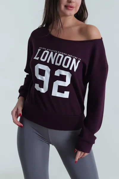 Mor Likralı Baskılı Modal Kadın Bluz 494234