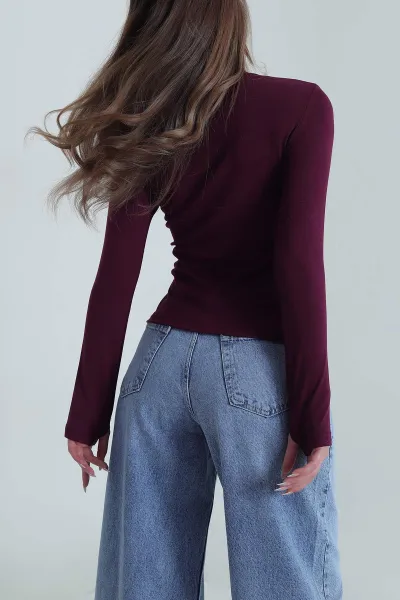 Mor Lİkralı Kadın Body Bluz 488408