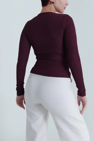 Mor Meloni Tokalı Kadın Bluz 482859