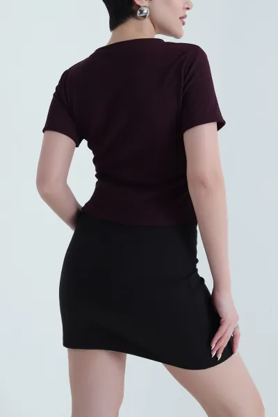 Mor Ottoman Likralı Kadın Bluz 443147