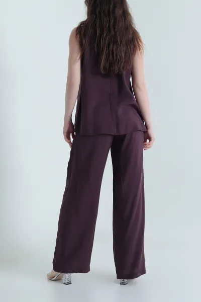 Mor Pantolon Bluz Tensel Modal Kadın İkili Takım 453202