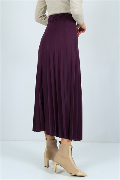 Mor Pileli Beli Lastikli Etek 24490B