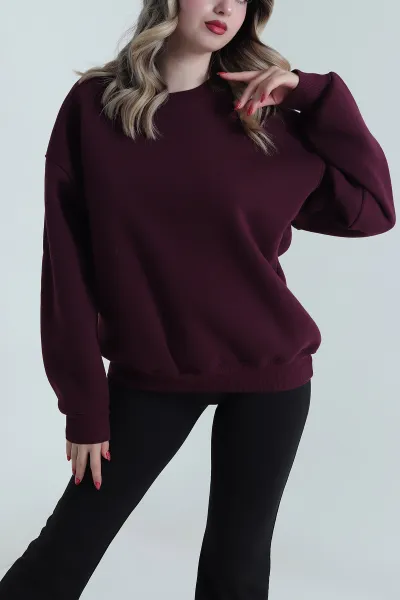 Mor Şardonlu Üç İp Kadın Sweat 485101