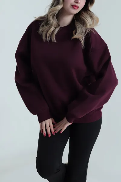 Mor Şardonlu Üç İp Kadın Sweat 485101