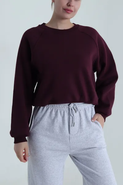 Mor Şardonlu Üç İp Kadın Sweat 487108
