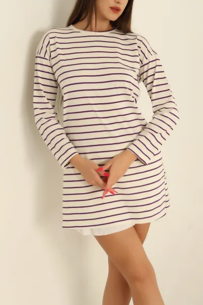 mor-suprem-cizgili-tunik-281667