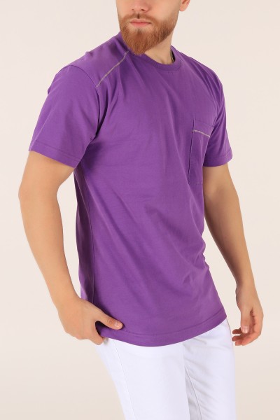 Mor Tek Cep Oversize Erkek Tişört 163380