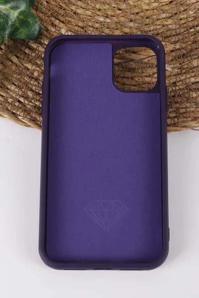 Mor TeknoCase İPhone 11 Uyumlu Afra Diamond Case Serisi Lens Hediyeli Premium Sert Silikon Telefon Kılıfı 430492