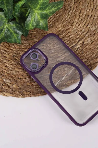 Mor TeknoCase İPhone 11 Uyumlu Clear Lüx Case Serisi Lens Hediyeli Sert Silikon Telefon Kılıfı 430680
