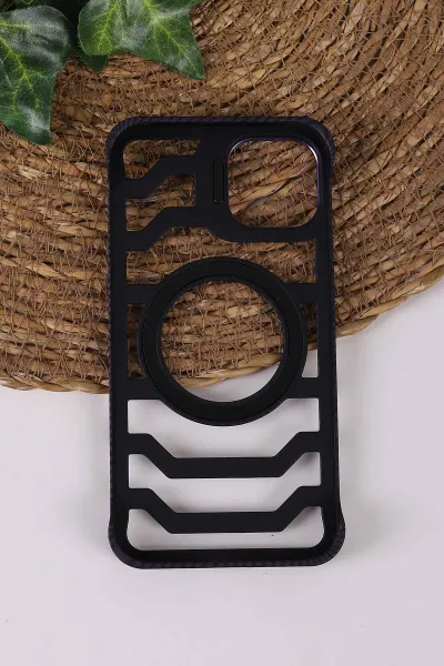 Mor TeknoCase İPhone 11 Uyumlu Creative Fiber Case Serisi Lens Hediyeli Vakumlu Sert Silikon Telefon Kılıfı 430894