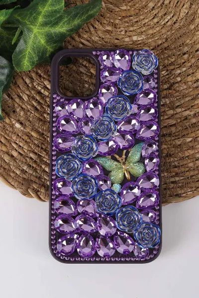 mor-teknocase-iphone-11-uyumlu-daisy-case-serisi-tasli-vakumlu-sert-silikon-telefon-kilifi-431015