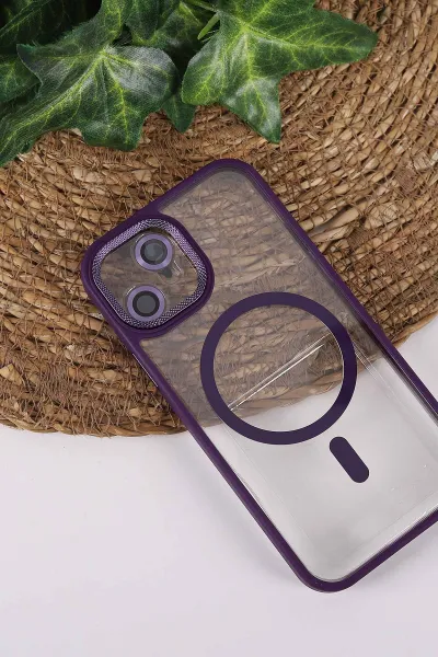 Mor TeknoCase İPhone 12 Uyumlu Clear Lüx Case Serisi Lens Hediyeli Sert Silikon Telefon Kılıfı 430686