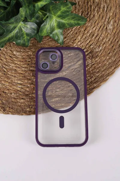 Mor TeknoCase İPhone 12 Uyumlu Clear Lüx Case Serisi Lens Hediyeli Sert Silikon Telefon Kılıfı 430686