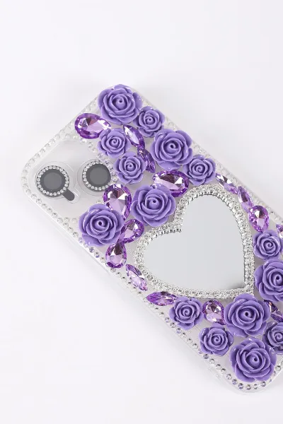 Mor TeknoCase İPhone 13 Uyumlu Beauty Case Serisi Lens Hediyeli Premium Sert Silikon Telefon Kılıfı 430422