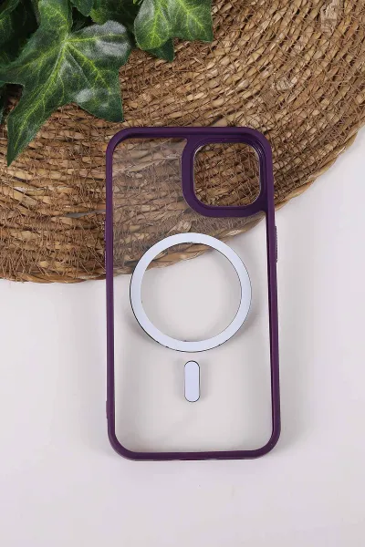 Mor TeknoCase İPhone 13 Uyumlu Clear Lüx Case Serisi Lens Hediyeli Sert Silikon Telefon Kılıfı 430692