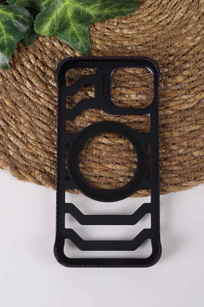 Mor TeknoCase İPhone 13 Uyumlu Creative Fiber Case Serisi Lens Hediyeli Vakumlu Sert Silikon Telefon Kılıfı 430899