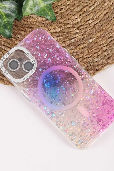 Mor TeknoCase İPhone 13 Uyumlu Sortie Diamond Case Serisi Sert Silikon Telefon Kılıfı 457956