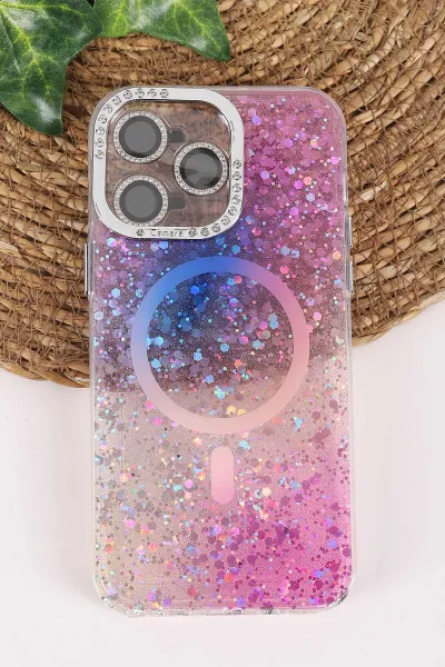 Mor TeknoCase İPhone 14 Pro Max Uyumlu Sortie Diamond Case Serisi Sert Silikon Telefon Kılıfı 457970