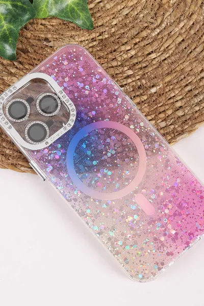 Mor TeknoCase İPhone 14 Pro Max Uyumlu Sortie Diamond Case Serisi Sert Silikon Telefon Kılıfı 457970
