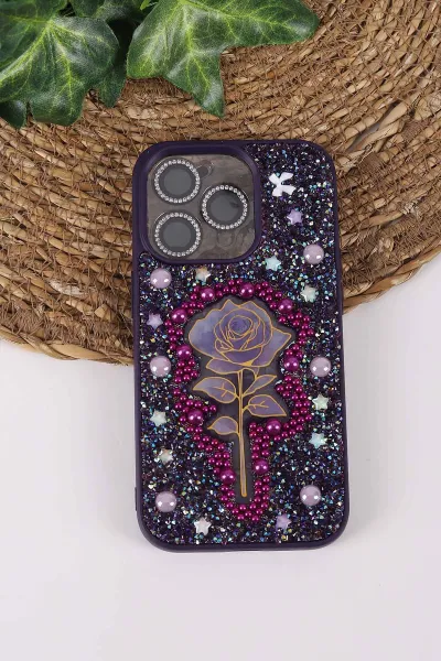 mor-teknocase-iphone-14-pro-uyumlu-afra-diamond-case-serisi-lens-hediyeli-premium-sert-silikon-telefon-kilifi-430514