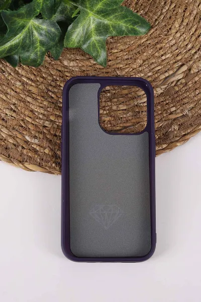 Mor TeknoCase İPhone 14 Pro Uyumlu Afra Diamond Case Serisi Lens Hediyeli Premium Sert Silikon Telefon Kılıfı 430514