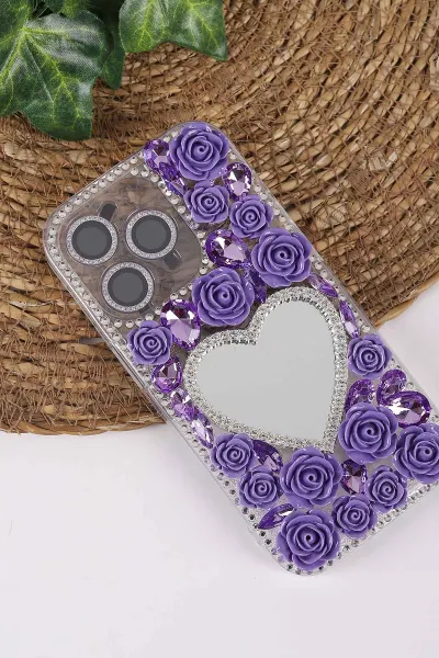 Mor TeknoCase İPhone 14 Pro Uyumlu Beauty Case Serisi Lens Hediyeli Premium Sert Silikon Telefon Kılıfı 430430