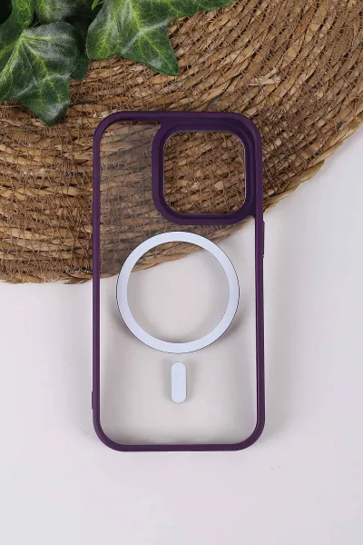 Mor TeknoCase İPhone 14 Pro Uyumlu Clear Lüx Case Serisi Lens Hediyeli Sert Silikon Telefon Kılıfı 430704