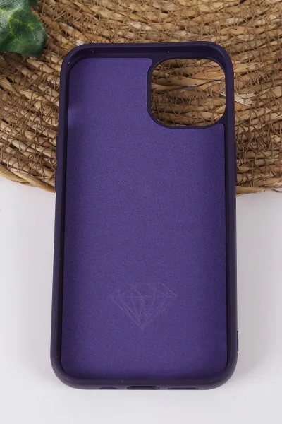 Mor TeknoCase İPhone 14 Uyumlu Afra Diamond Case Serisi Lens Hediyeli Premium Sert Silikon Telefon Kılıfı 430509