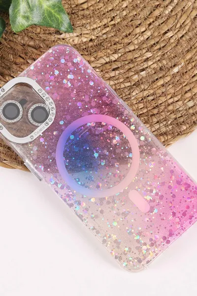 Mor TeknoCase İPhone 14 Uyumlu Sortie Diamond Case Serisi Sert Silikon Telefon Kılıfı 457960