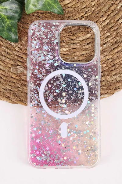 Mor TeknoCase İPhone 15 Pro Max Uyumlu Sortie Diamond Case Serisi Sert Silikon Telefon Kılıfı 457992