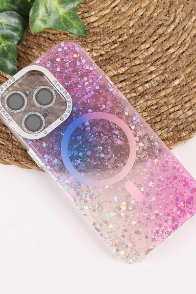 Mor TeknoCase İPhone 15 Pro Max Uyumlu Sortie Diamond Case Serisi Sert Silikon Telefon Kılıfı 457992